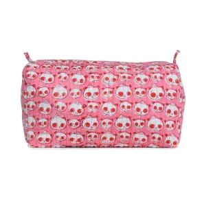 FUCHSIA BEAR QUILTED TOILETRY POUCH