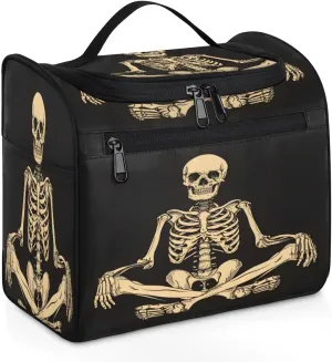 Funny Skeleton Toiletry Bag for Women and Men, Hanging Travel Makeup Bag, Sugar Skull Travel Toiletry Organizer Bag, Makeup Organizer Bag for Cosmetics