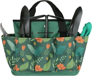 Garden Tool Bag Gardening Tote Caddy Portable with Pockets Heavy-Duty Oxford Floral Organizer for Garden Tool Kit Waterproof Handbag Gift for Gardeners Without Tools