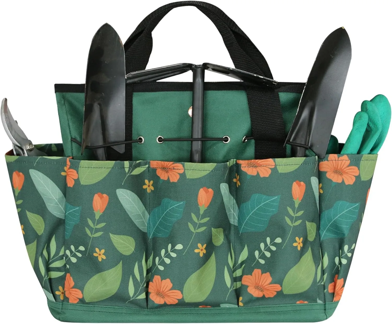 Garden Tool Bag Gardening Tote Caddy Portable with Pockets Heavy-Duty Oxford Floral Organizer for Garden Tool Kit Waterproof Handbag Gift for Gardeners Without Tools