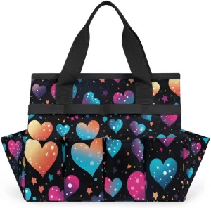 Garden Tool Bag Heart Printing Garden Tote Bag with Pockets Gardening Organizer Tool Storage Bags for Women Men Indoor Outdoor