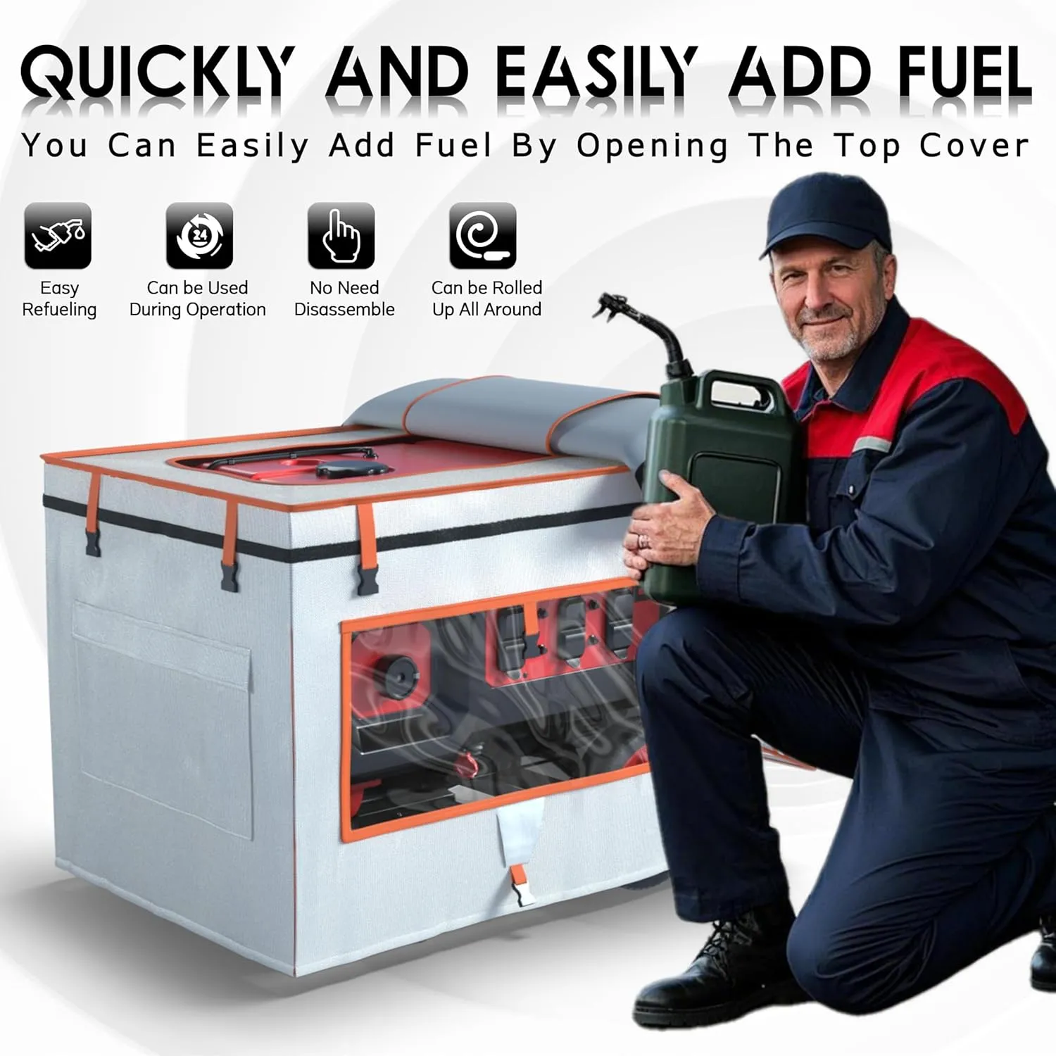 Generator Covers While Running,32X24X24Inches,Generator Covers,With Tool Bag and Operable Window,Top Can be Refuel, for 5000W-10000W Frame Generator,600D 210D Double-Layer Fabric