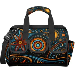 Geometric Art TOOL BAG with 14 Pockets, Adjustable Shoulder Strap Tool Tote Storage Bag, Waterproof Tool Organizer for Woodworking, Building, Gardening