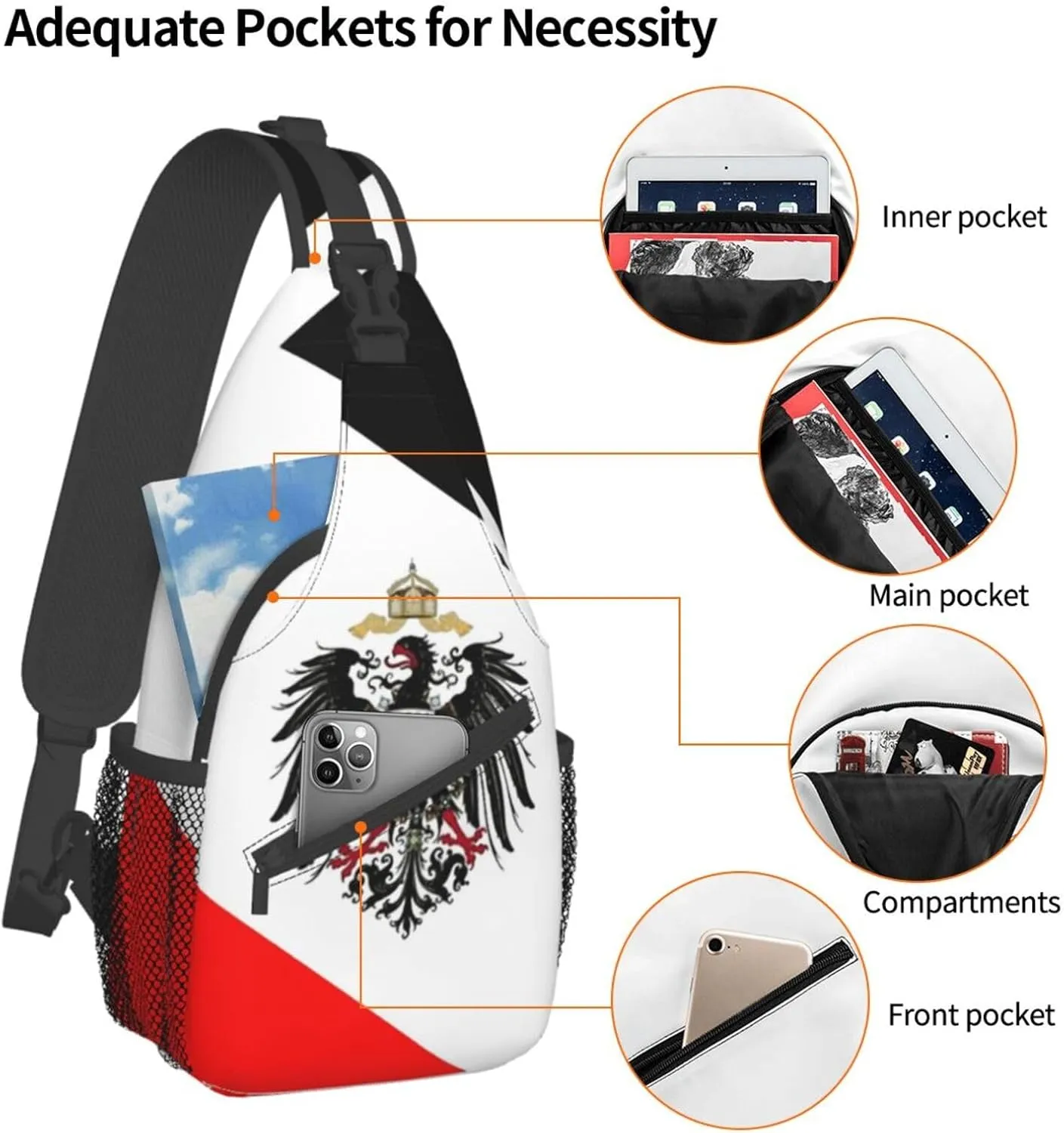 Germany Crossbody Bag German Shoulder Bag Backpack Germany Flag Sling Bag Chest Casual Daypack Bag