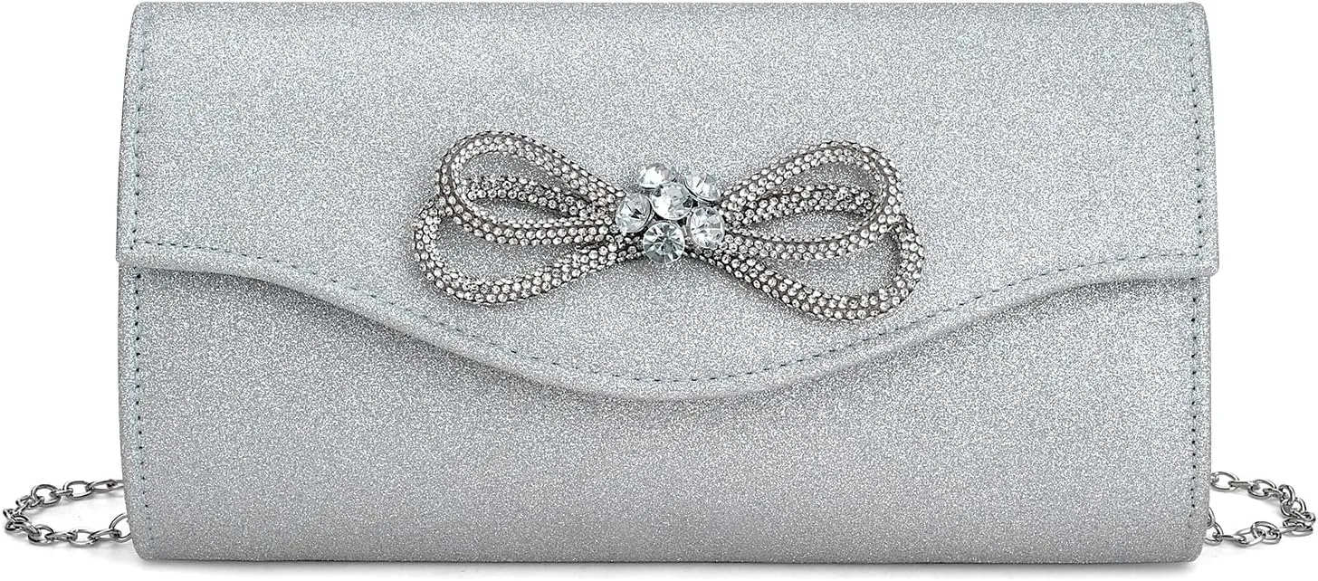 Gets Women Evening Bag Rhinestone Bow Clutch Purse for Women Party Wedding Prom Cocktail Formal Flap Handbags