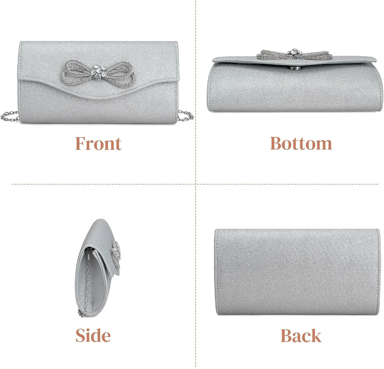 Gets Women Evening Bag Rhinestone Bow Clutch Purse for Women Party Wedding Prom Cocktail Formal Flap Handbags