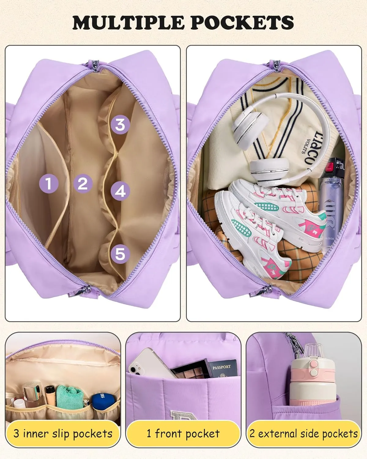 Gifts for Women 20s Graduation Gifts, Initial Duffel Bag, Personalized Woman Weekender Bag, Monogram Overnight Bag for Women, Girls Travel Bag with Makeup Bag, Granddaughter Gift (Letter S)
