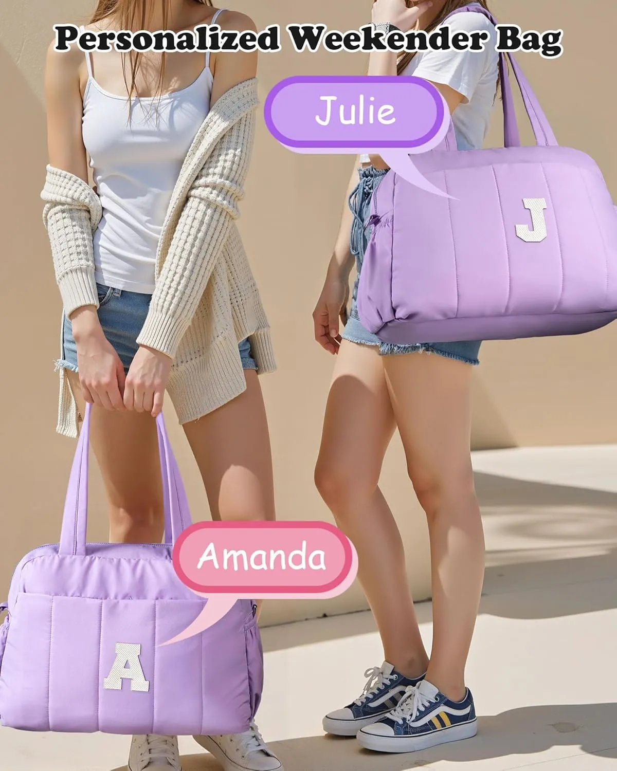 Gifts for Women 20s Graduation Gifts, Initial Duffel Bag, Personalized Woman Weekender Bag, Monogram Overnight Bag for Women, Girls Travel Bag with Makeup Bag, Granddaughter Gift (Letter S)