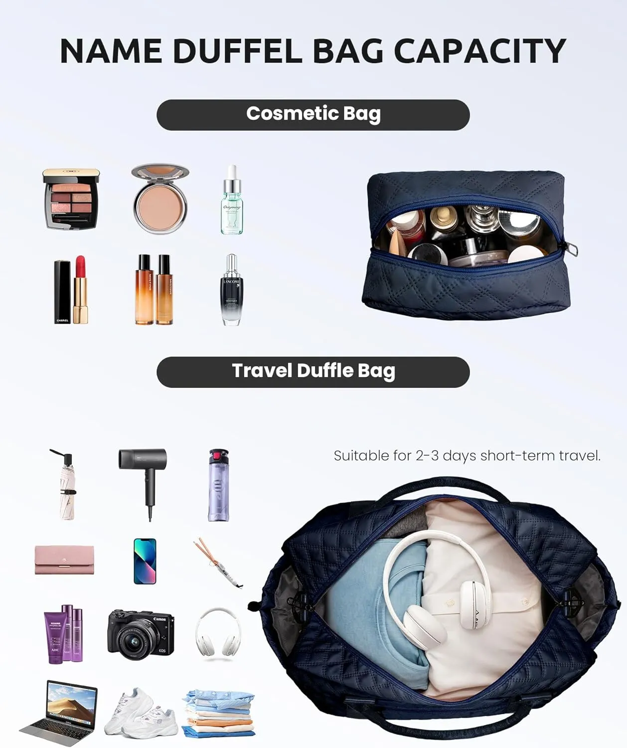 Gifts for Women-Initial Duffle Bag with Shoe Compartment, Personalized Weekender Bag, Monogram Overnight Bag for Women, Letter Travel Bag with Makeup Bag，Gift for Women Friend (Letter A)