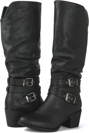 GLOBALWIN Women's Knee High Cowgirl Boots Fashion Dressy Cowboy Boots For Women