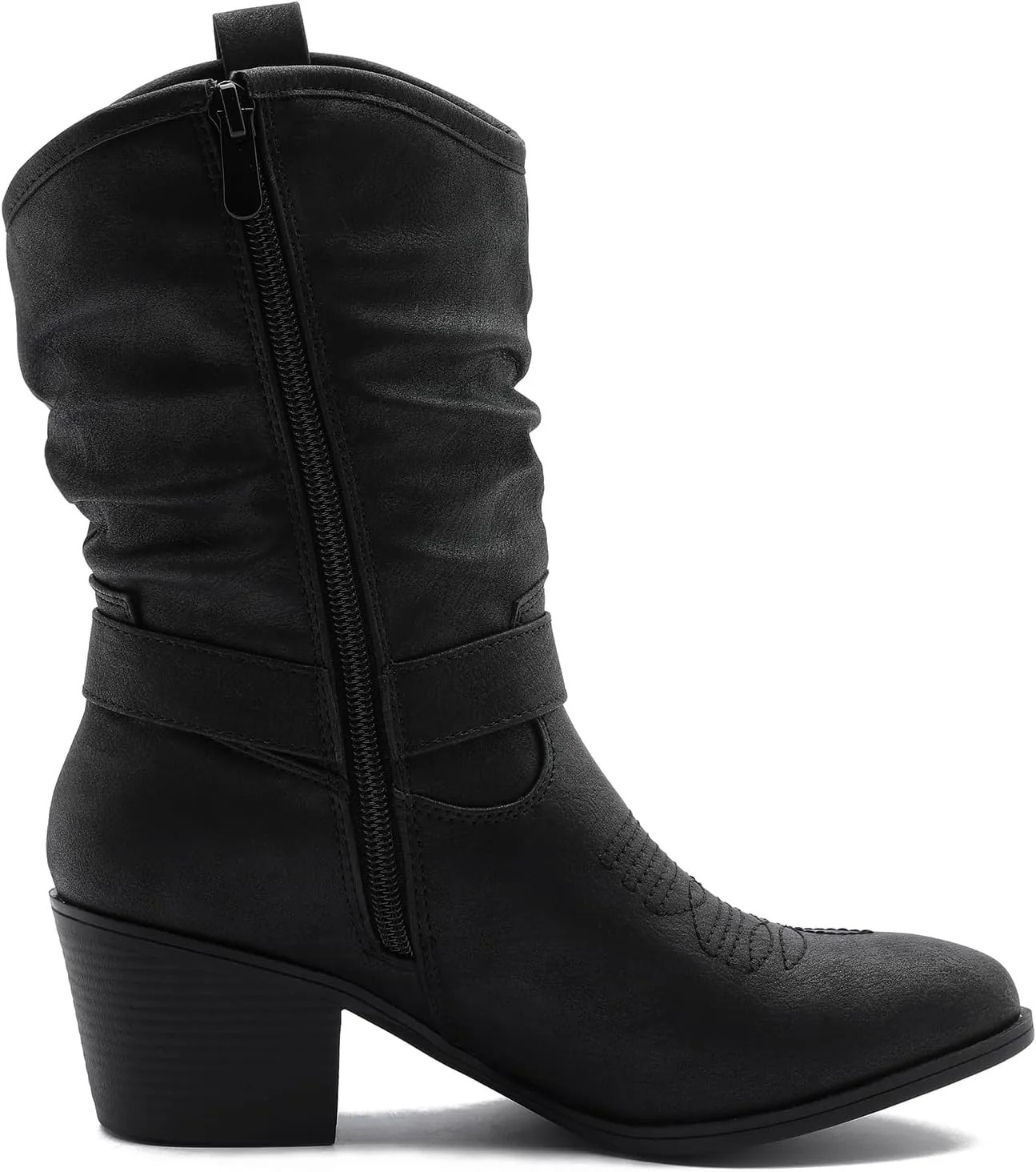 GLOBALWIN Women's Mid Calf The Western Cowgirl Boots Fashion Cowboy Boots For Women Chunky Low Heel