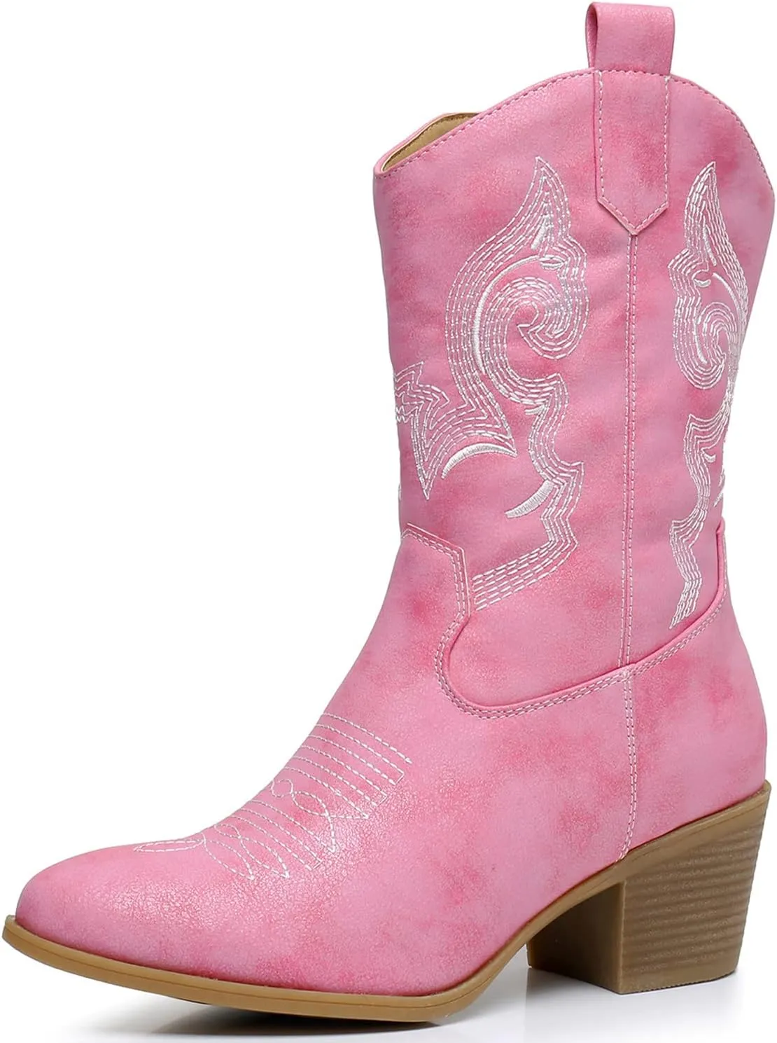 GLOBALWIN Women's Mid Calf The Western Cowgirl Boots Fashion Cowboy Boots For Women Chunky Low Heel