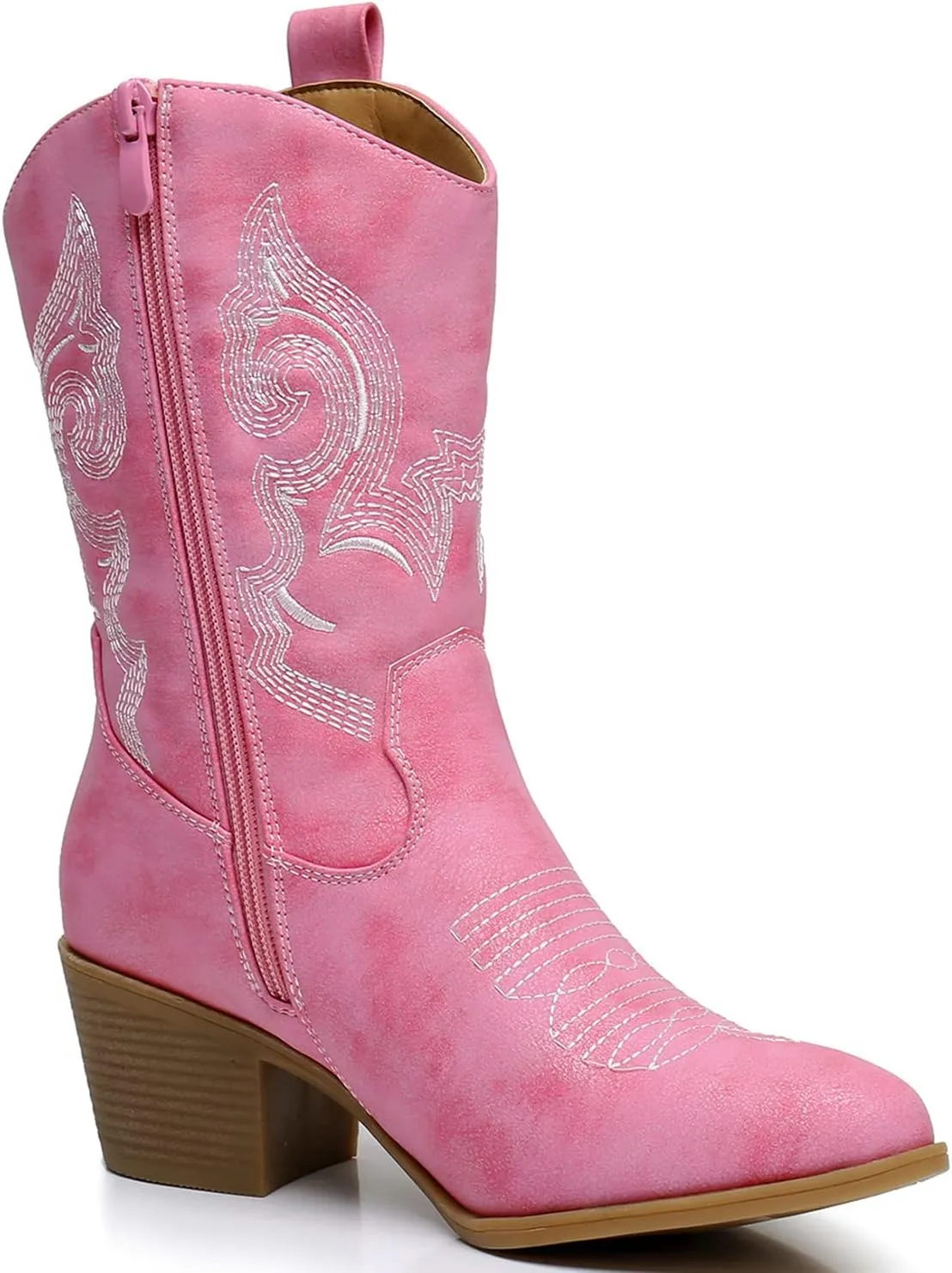 GLOBALWIN Women's Mid Calf The Western Cowgirl Boots Fashion Cowboy Boots For Women Chunky Low Heel