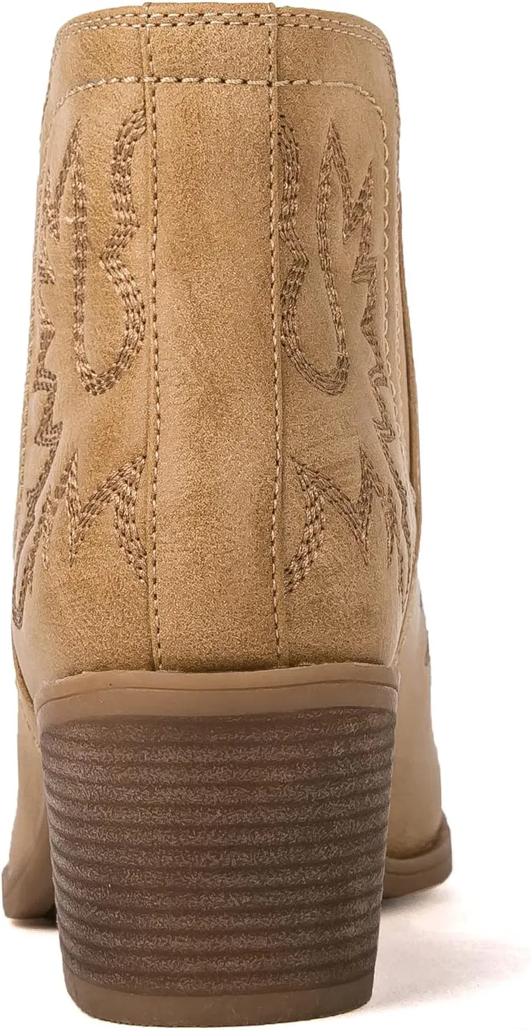 GLOBALWIN Women's Pull On Ankle Boots The Western Cowboy Cowgirl Boots