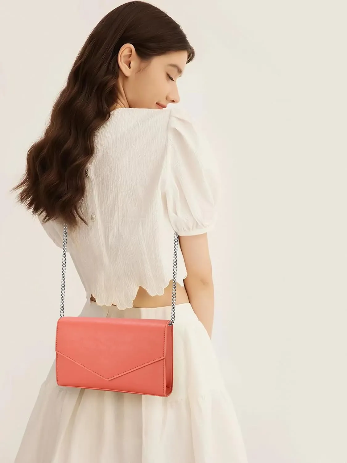 GM LIKKIE Clutch Purse for Women, Evening Envelope Clutch Bag, Crossbody Foldover PU Leather Shoulder Handbag