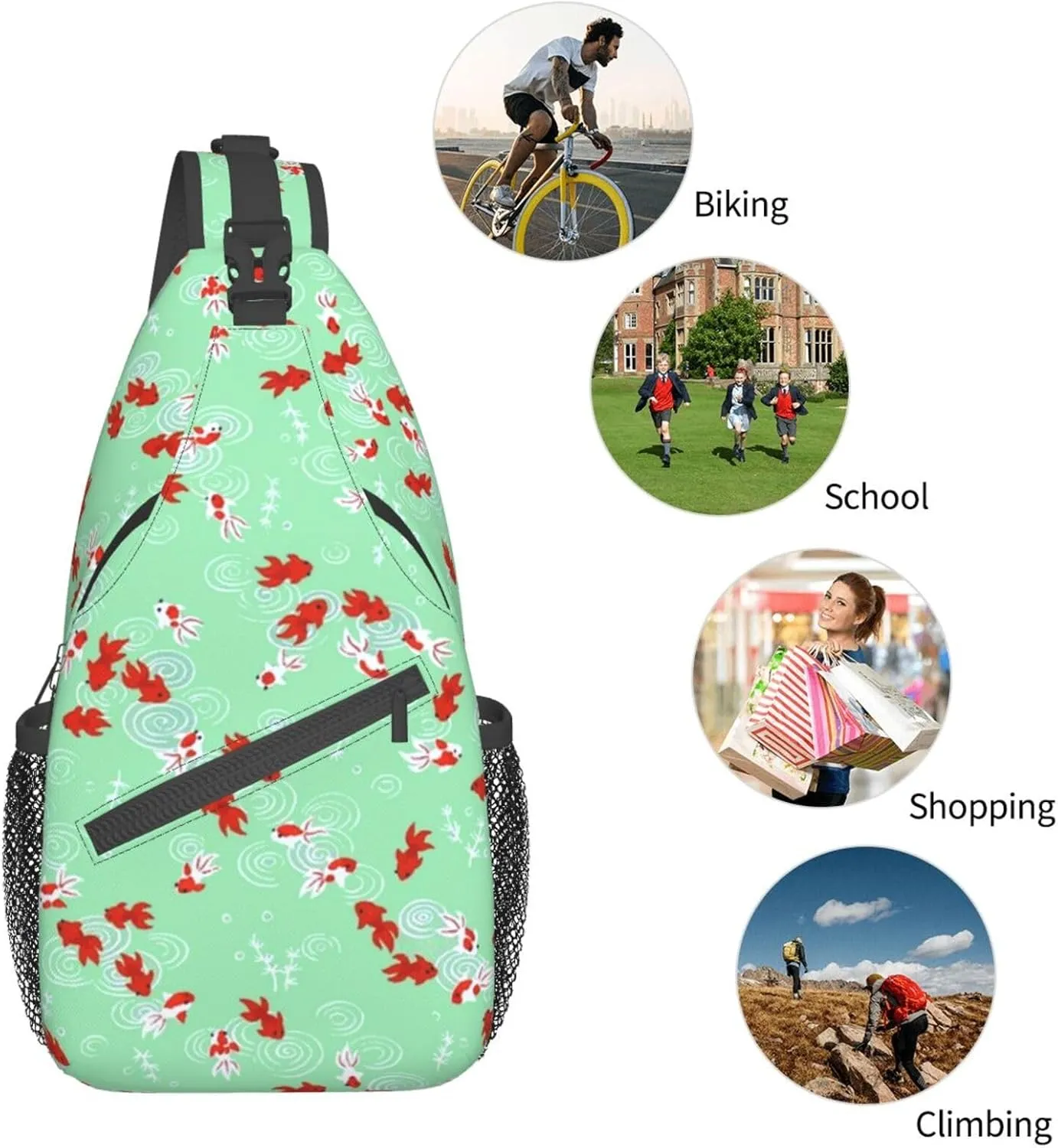 Goldfish Crossbody Bag Fish Shoulder Bag Backpack Cute Sling Bag Funny Chest Casual Daypack for Outdoor