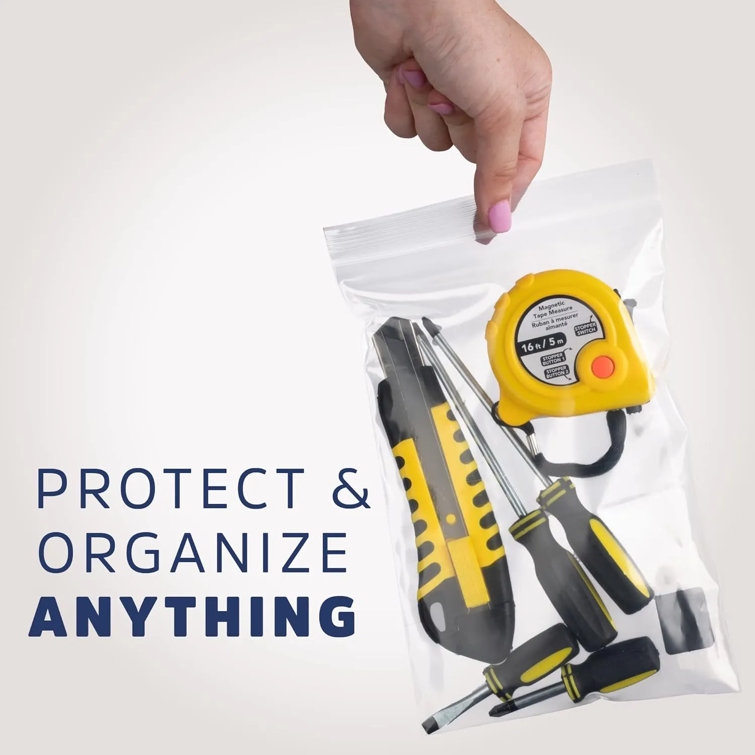 GPI - 6 Mil, Extra Heavy-Duty, 6" X 6" Clear Plastic Reclosable Zip Bags, Puncture-Resistant, Strong Resealable Poly Bags, With Lock Zipper Seal, For Screws, Nuts, Bolts & Constuction, 200 Count.