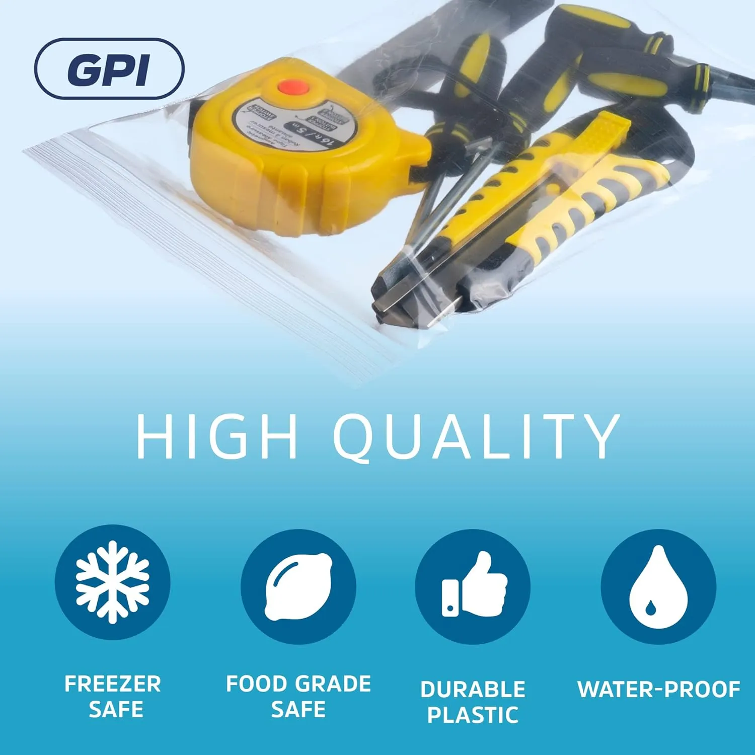 GPI - 6 Mil, Extra Heavy-Duty, 6" X 6" Clear Plastic Reclosable Zip Bags, Puncture-Resistant, Strong Resealable Poly Bags, With Lock Zipper Seal, For Screws, Nuts, Bolts & Constuction, 200 Count.