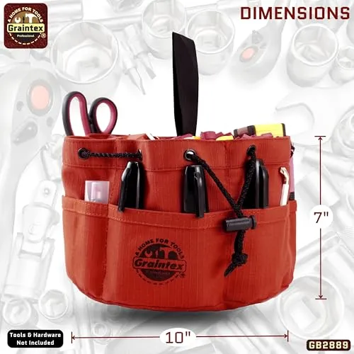Graintex GB2889 18 Pockets Grab Bag Rust Color Rip-stop Canvas Drawstring Closure, Small Parts Organizer Bag, Parachute Bag for Screws, Small Tools, Small Parts, Parachute Tool Bag