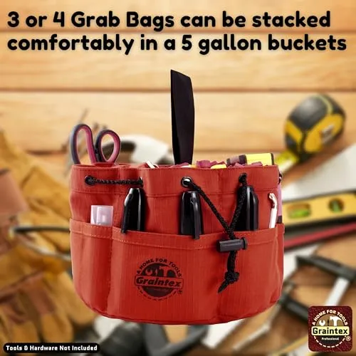 Graintex GB2889 18 Pockets Grab Bag Rust Color Rip-stop Canvas Drawstring Closure, Small Parts Organizer Bag, Parachute Bag for Screws, Small Tools, Small Parts, Parachute Tool Bag