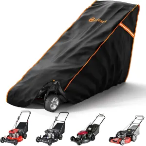 GREENER Lawn Mower Cover- Heavy Duty 420D Polyester Oxford Waterproof, Waterproof Lawn Mower Covers for Outdoor, Universal with Storage Bag for Greenworks, EGO and More, 89.7''L*25''W*38.9''H Black