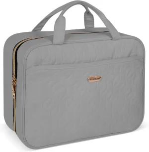 Grey Toiletry Bag, Makeup Organizer, Travel Bag For Women Mens Toiletries, Waterproof with Hanging Hook, Large Capacity