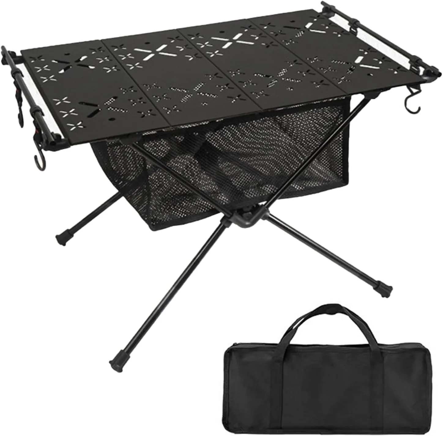 Grill Camping Table Beach Table Barbecue Camping Table Aluminum Alloy Folding Table for Camping Picnics Bbqs Portable Stable Outdoor Table with 20kg Load Capacity Black B