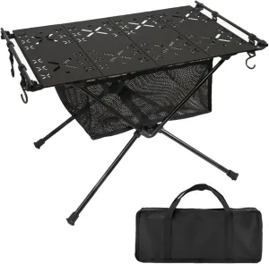Grill Camping Table Beach Table Barbecue Camping Table Aluminum Alloy Folding Table for Camping Picnics Bbqs Portable Stable Outdoor Table with 20kg Load Capacity Black B