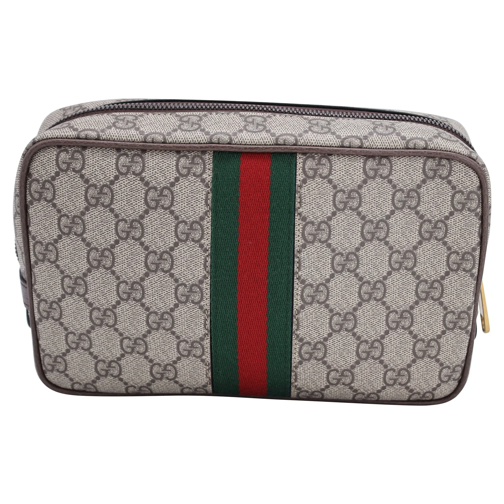Gucci Savoy Toiletry Case With Web GG Supreme in Beige Canvas