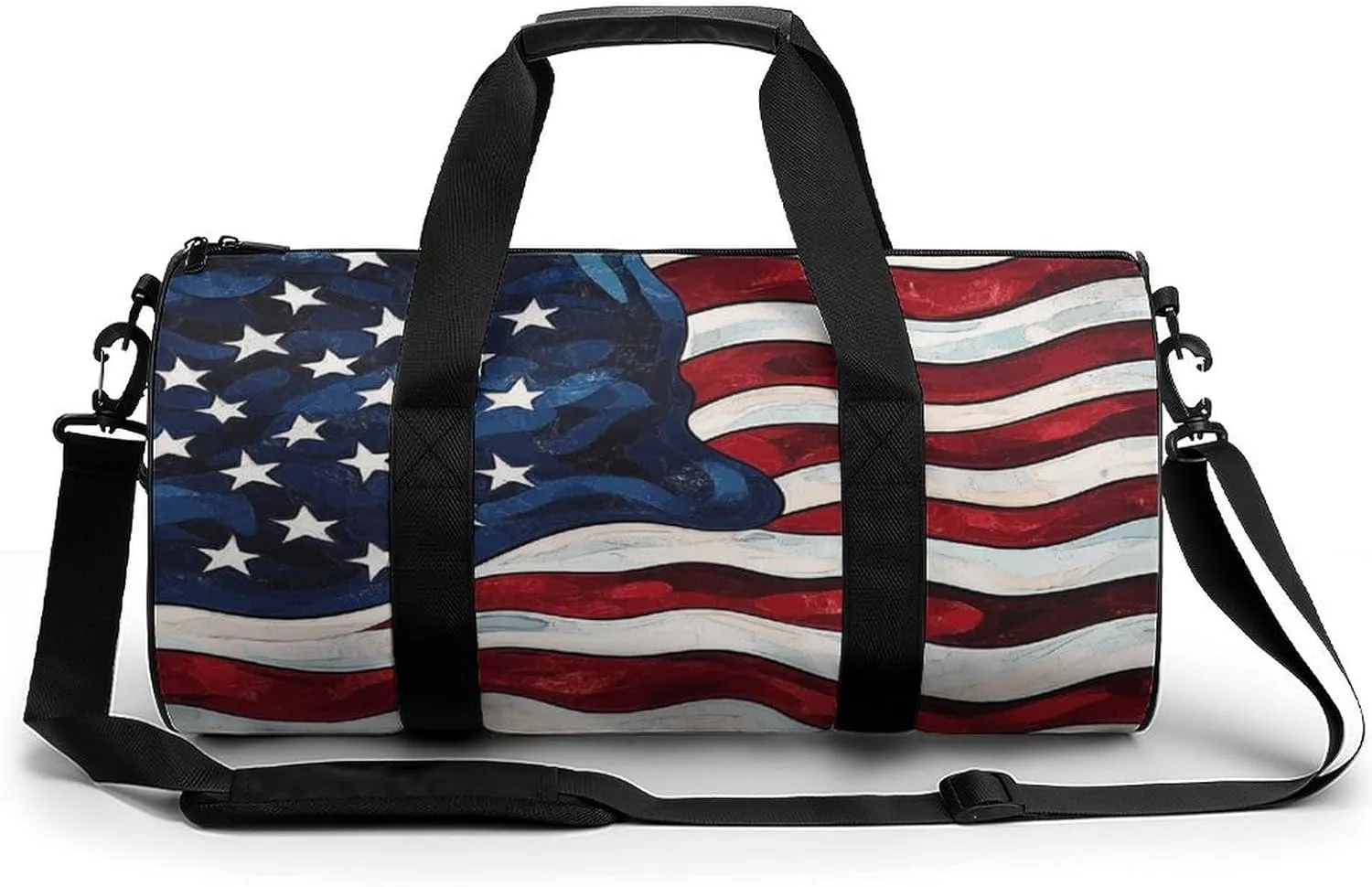 Gym Bag for Men Women Lightweight Sports Duffle Bag with Multiple Compartments Cylindrical Gym Bag for Fitness Travel And Outdoor Activities Ater Resistant Yoga Bag Training Bag American Flag