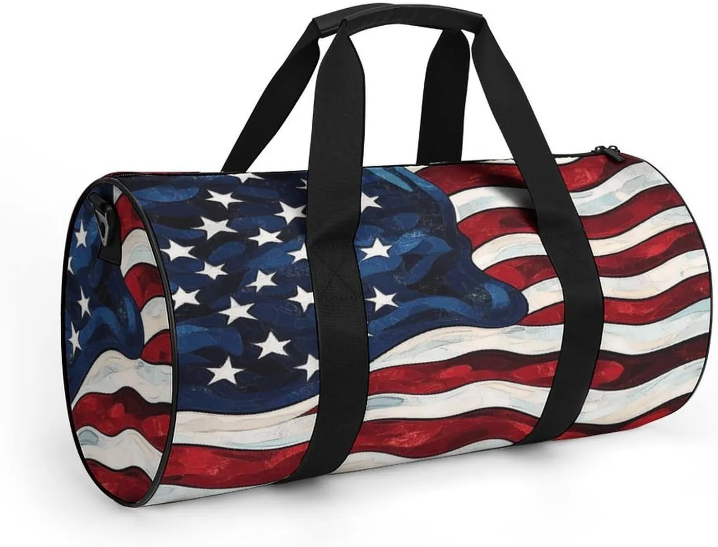 Gym Bag for Men Women Lightweight Sports Duffle Bag with Multiple Compartments Cylindrical Gym Bag for Fitness Travel And Outdoor Activities Ater Resistant Yoga Bag Training Bag American Flag