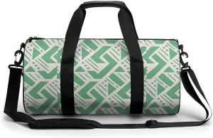 Gym Bag for Men Women Lightweight Sports Duffle Bag with Multiple Compartments Cylindrical Gym Bag for Fitness Travel And Outdoor Activities Ater Resistant Yoga Bag Training Bag Emerald Geometry