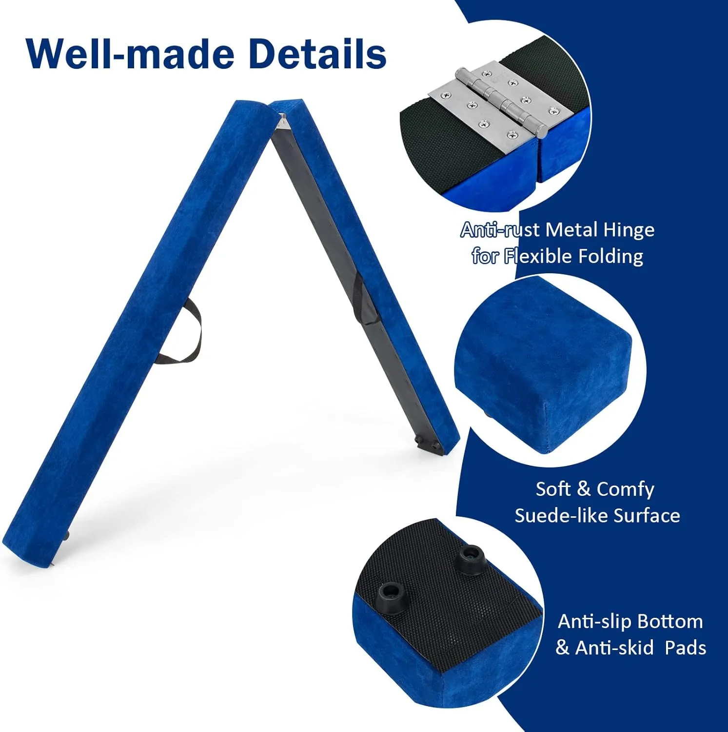GYMAX 7/8/9 FT Folding Balance Beam, Foam Gymnastic Beam with Solid Wood Base, Carry Handle & Anti-Slip Bottom for Kids Teens, Portable Floor Gymnastics Equipment for Home Gym