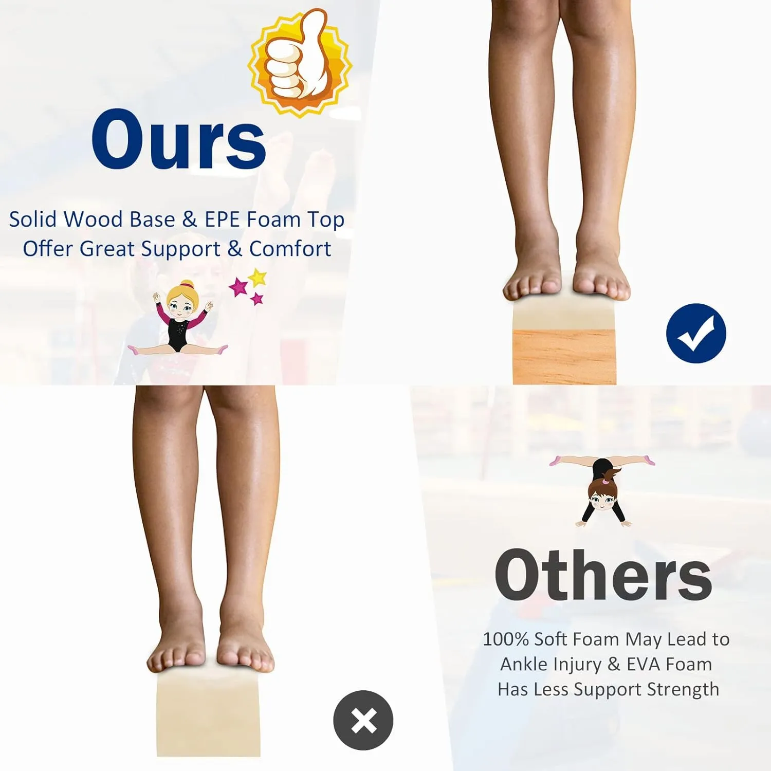 GYMAX 7/8/9 FT Folding Balance Beam, Foam Gymnastic Beam with Solid Wood Base, Carry Handle & Anti-Slip Bottom for Kids Teens, Portable Floor Gymnastics Equipment for Home Gym