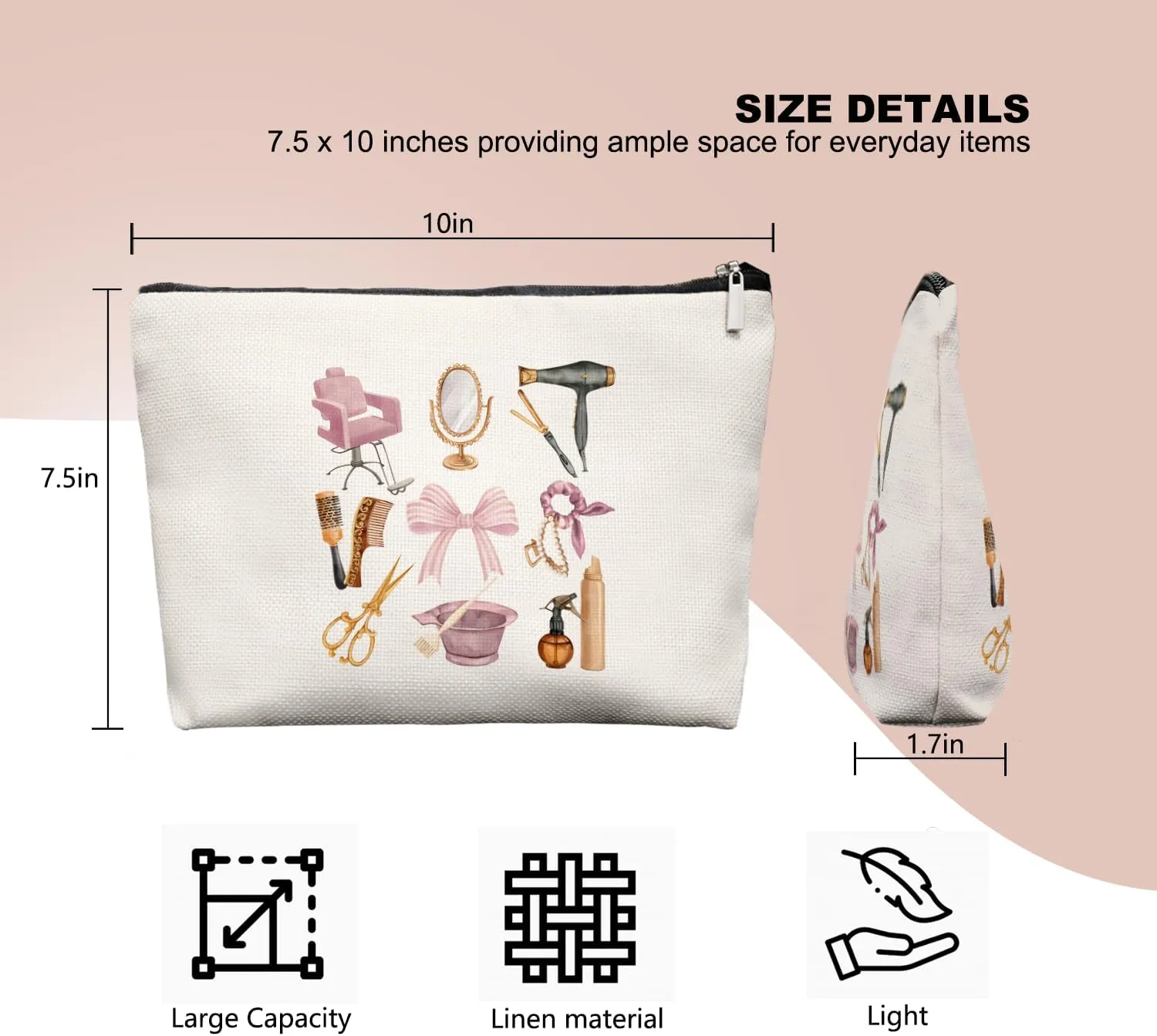Hairstylist Gifts Women Makeup Bag Make Up Bag, Cosmetic Bags for Hairstylists, Hairdresser Gifts for Cosmetology Student Teen Girls