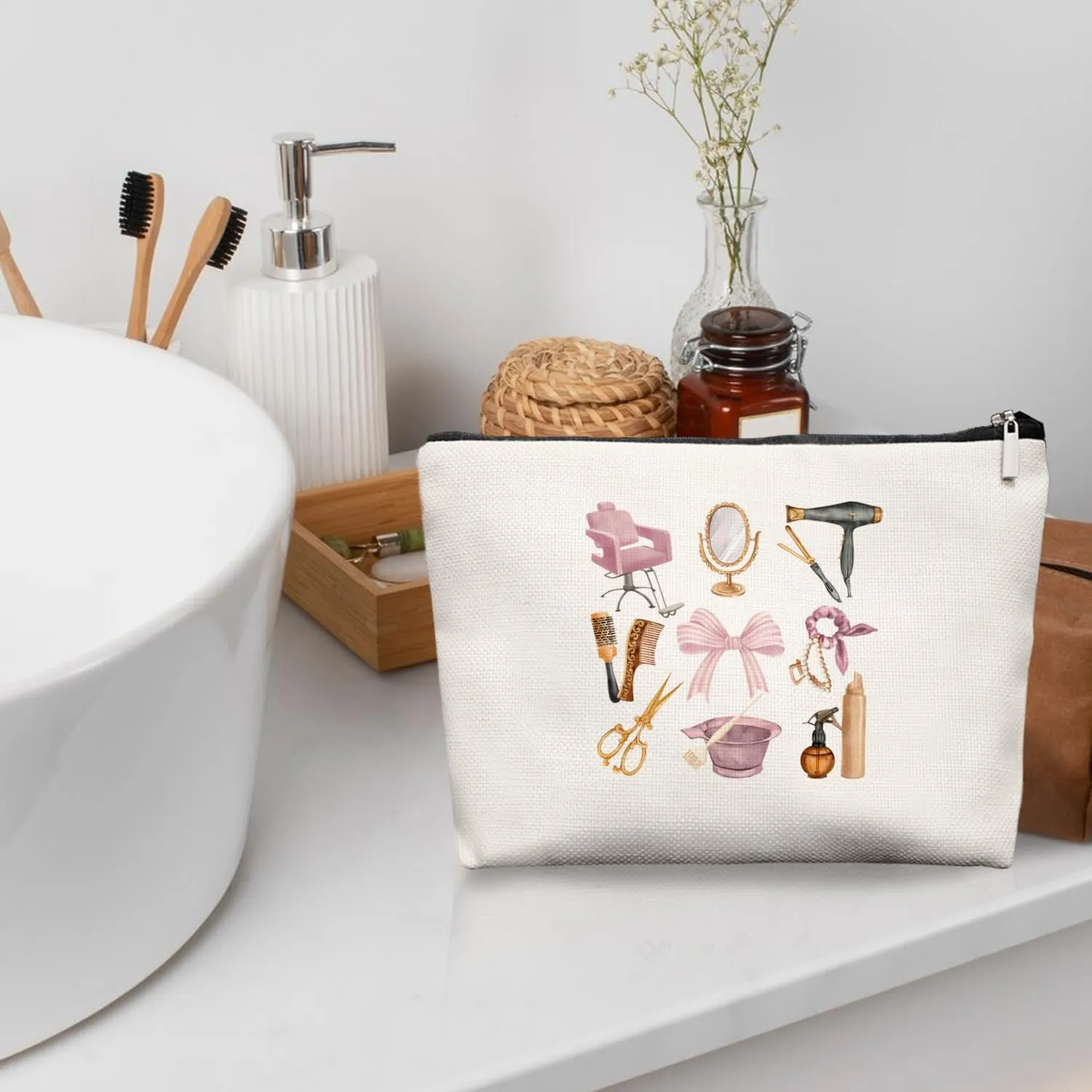 Hairstylist Gifts Women Makeup Bag Make Up Bag, Cosmetic Bags for Hairstylists, Hairdresser Gifts for Cosmetology Student Teen Girls