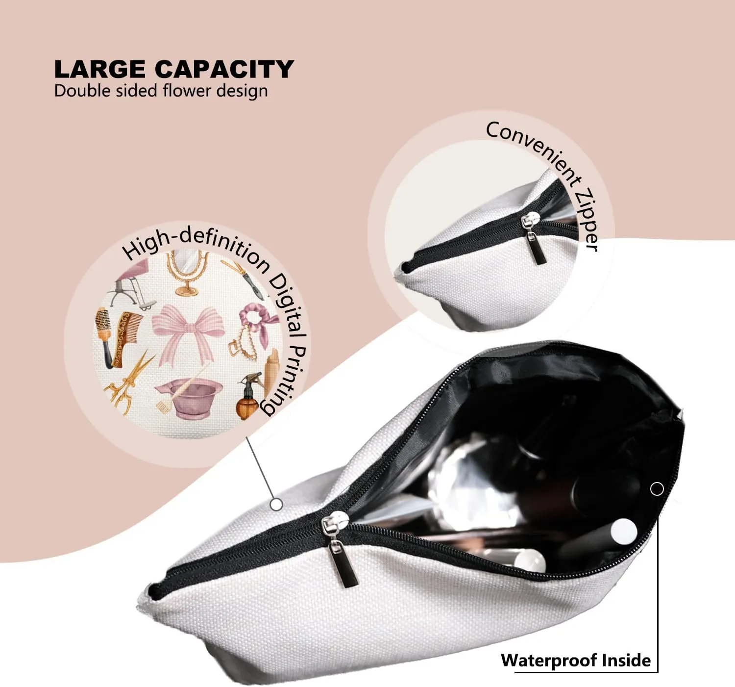 Hairstylist Gifts Women Makeup Bag Make Up Bag, Cosmetic Bags for Hairstylists, Hairdresser Gifts for Cosmetology Student Teen Girls