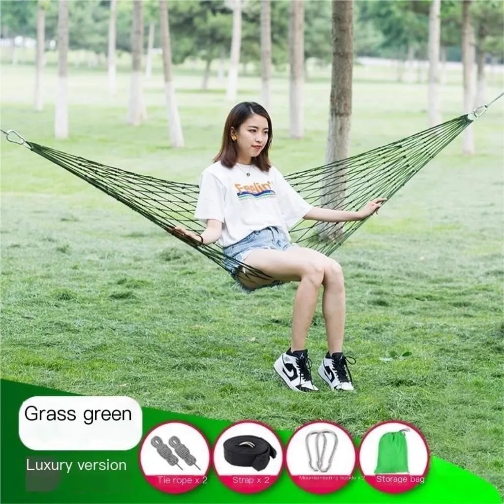 Hammock Hammock Outdoor Swing Mesh Wild Adult Thick Nylon Rope Indoor Home Bedroom Sleeping Hanging Chair Rocking Bed Hammocks for Outside(Red,Small)