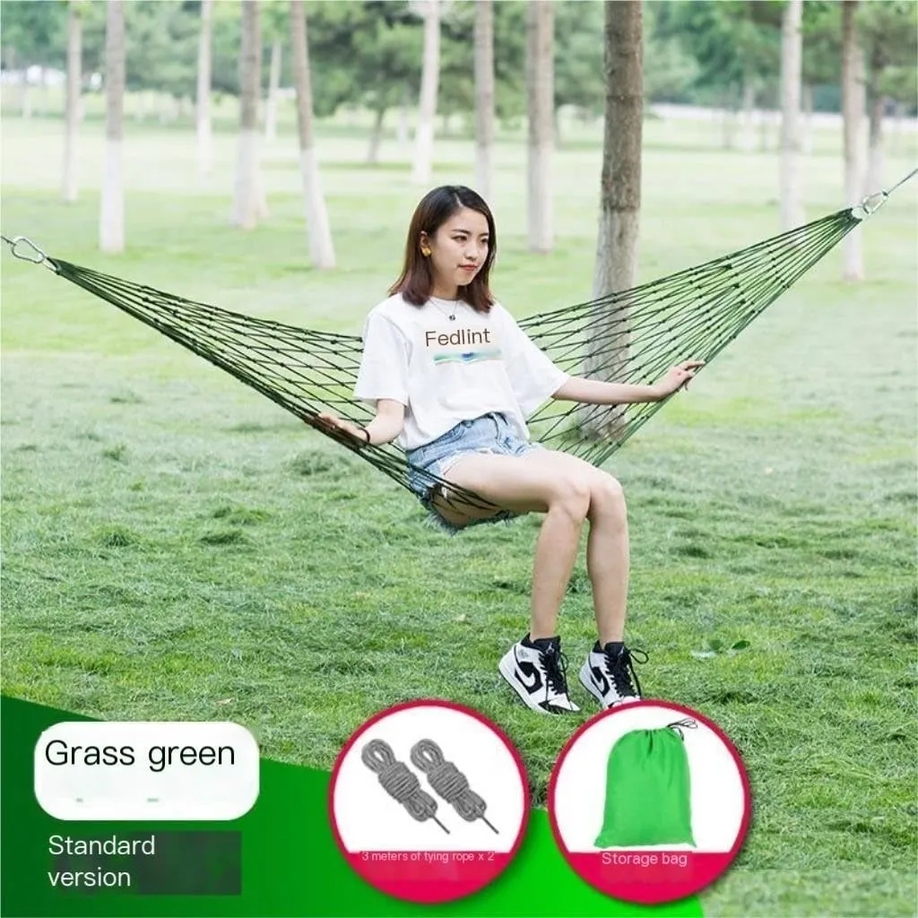 Hammock Hammock Outdoor Swing Mesh Wild Adult Thick Nylon Rope Indoor Home Bedroom Sleeping Hanging Chair Rocking Bed Hammocks for Outside(Red,Small)