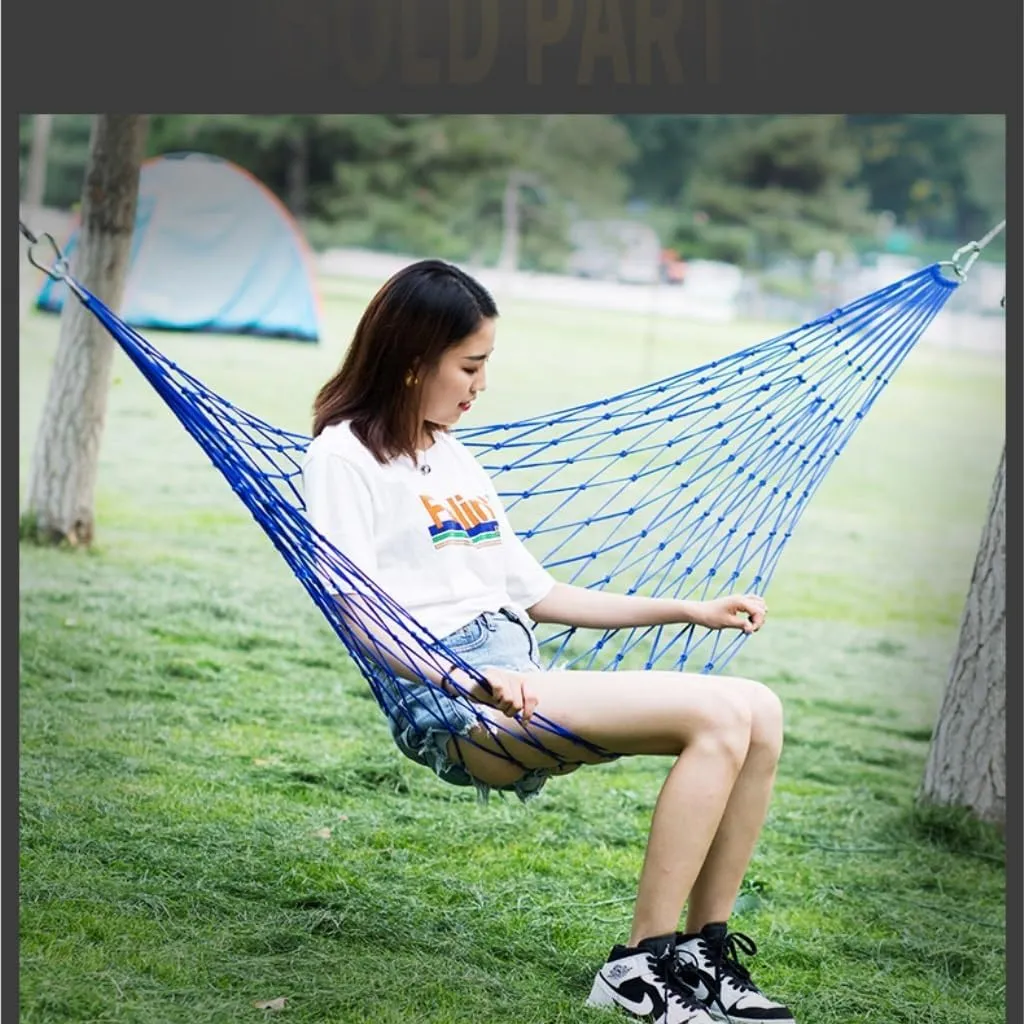 Hammock Hammock Outdoor Swing Mesh Wild Adult Thick Nylon Rope Indoor Home Bedroom Sleeping Hanging Chair Rocking Bed Hammocks for Outside(Red,Small)