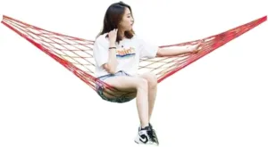 Hammock Hammock Outdoor Swing Mesh Wild Adult Thick Nylon Rope Indoor Home Bedroom Sleeping Hanging Chair Rocking Bed Hammocks for Outside(Red,Small)