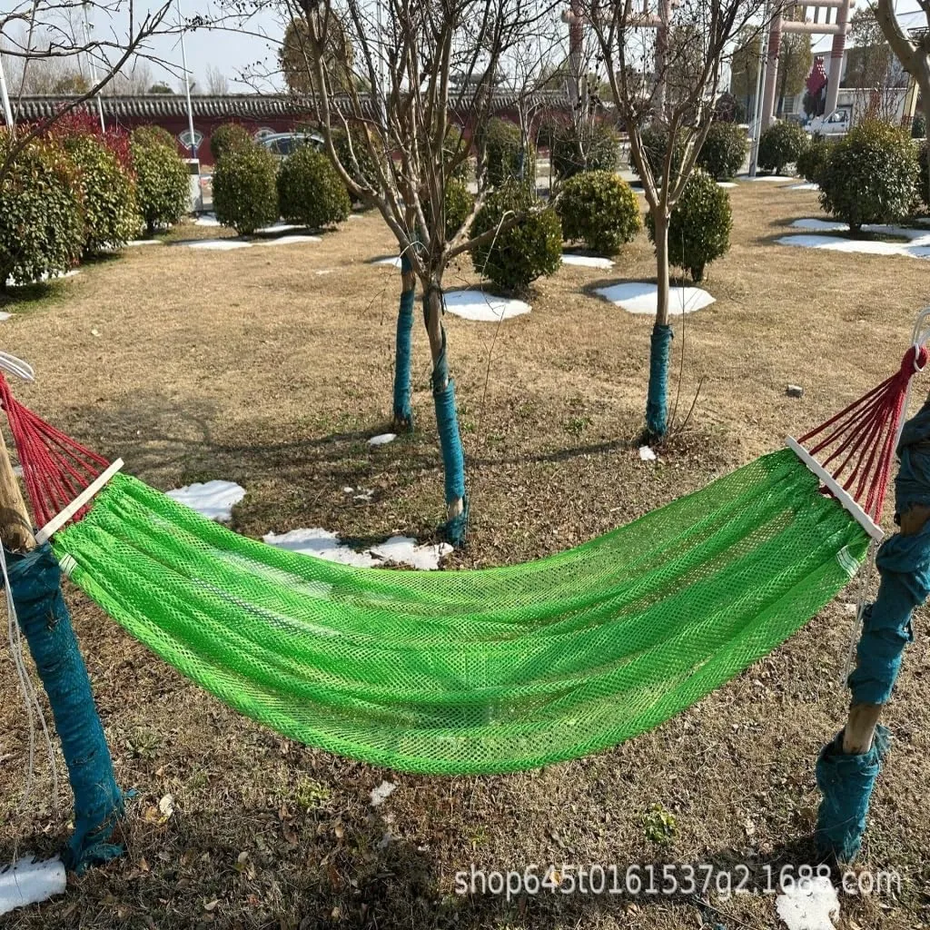 Hammocks Ice Silk Hammock Outdoor Thickened Fine Mesh Single and Double Anti-Rollover Hanging Chair Camping Courtyard Camping Hammocks(Red,B)
