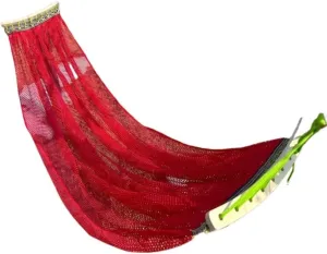 Hammocks Ice Silk Hammock Outdoor Thickened Fine Mesh Single and Double Anti-Rollover Hanging Chair Camping Courtyard Camping Hammocks(Red,B)