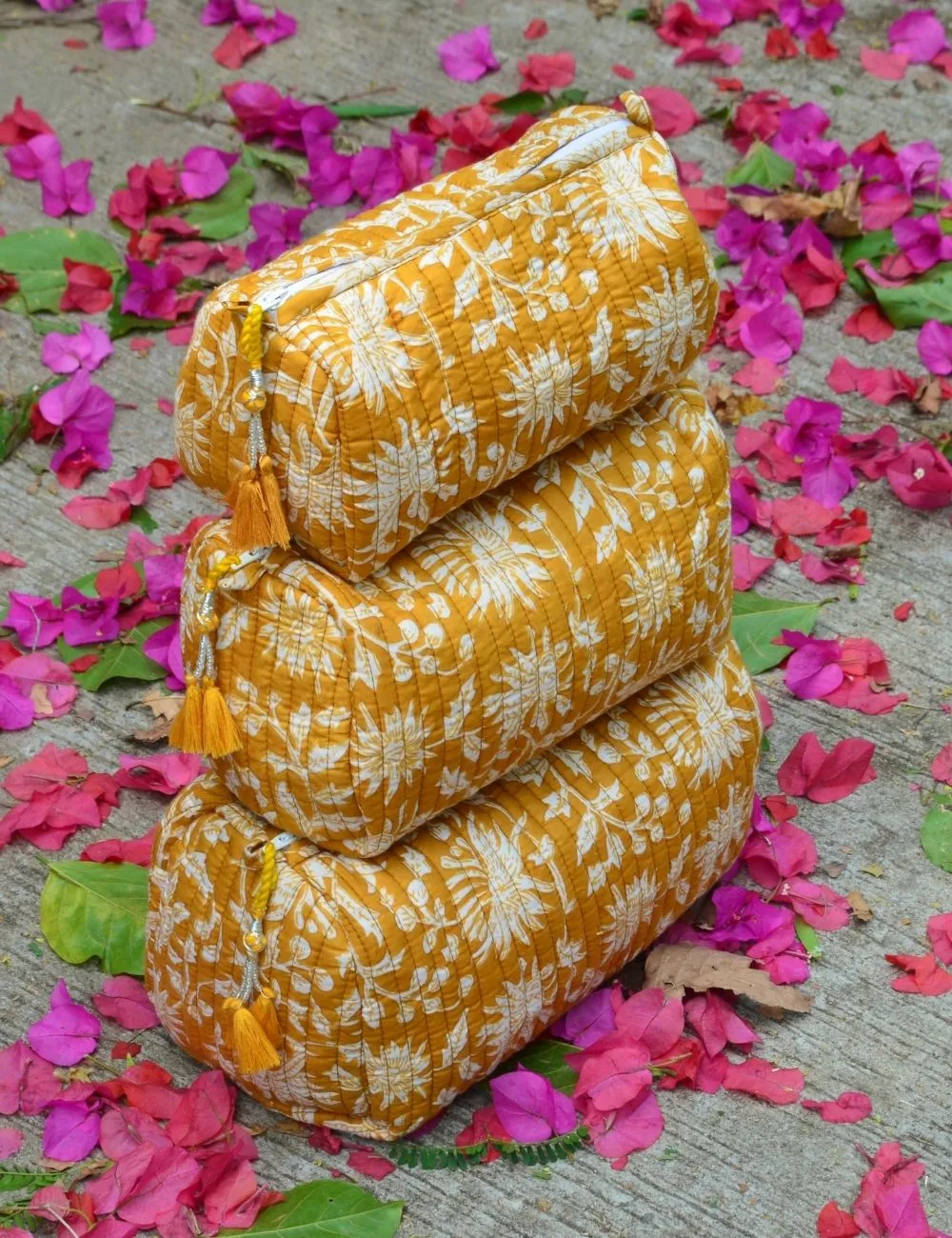 Hand Block Cotton Fabric Quilted Women Make Up Pouch
