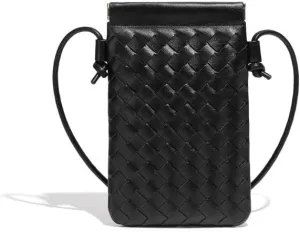 Handwoven PU Leather Phone Crossbody Bag - Stylish and Compact