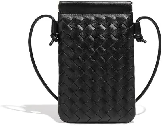 Handwoven PU Leather Phone Crossbody Bag - Stylish and Compact