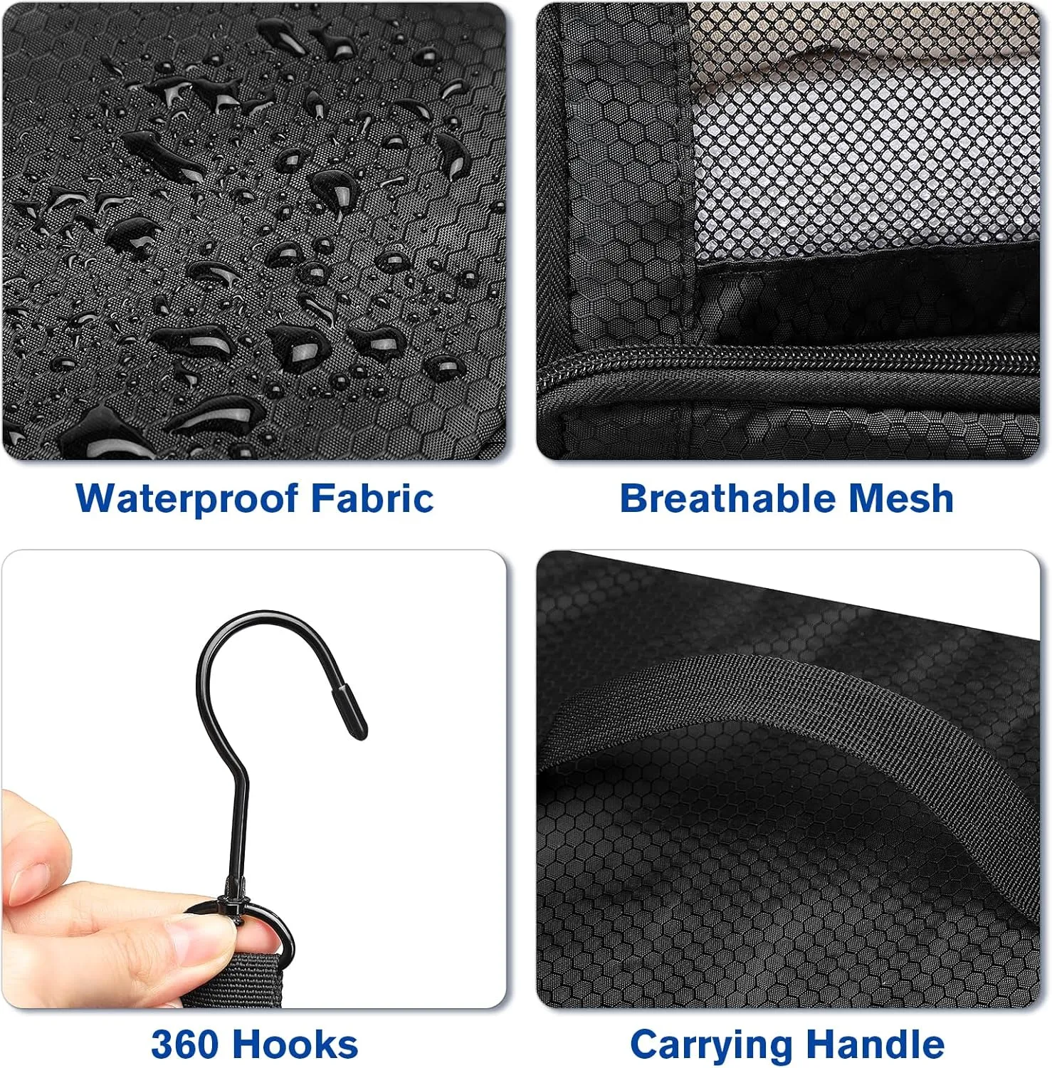 Hanging Suitcase Organizer, Travel Essentials Carry-on Collapsible Packing Cubes for Travel, Stow-N-Go Portable Hanging Closet Organizer Shelves Luggage Bag, Medium, Black