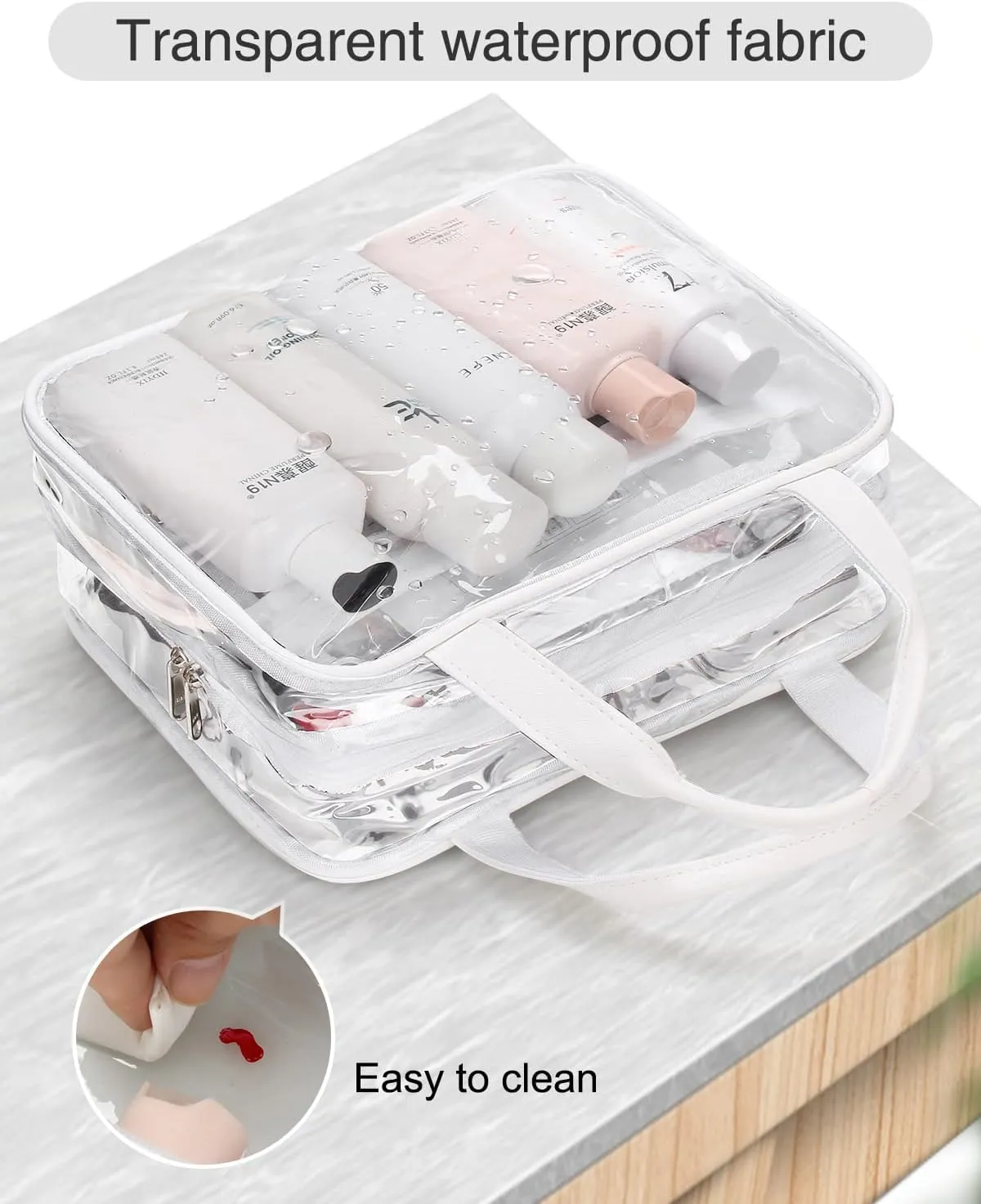 Hanging Toiletry Bag, Clear Travel Toiletry Bag with Detachable TSA Approved Small Clear Bag Airline 3-1-1 Carry On Compliant Bag Makeup Bag for Men and Women