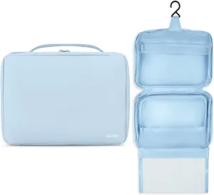 Hanging Toiletry Bag with TSA Approved Detachable Pouch, Travel Toiletry Bag, Water Resistant, Premium Nylon, Full-Size Bottles, Travel Size Toiletries, Cosmetic Bag, Unisex (Light Blue)