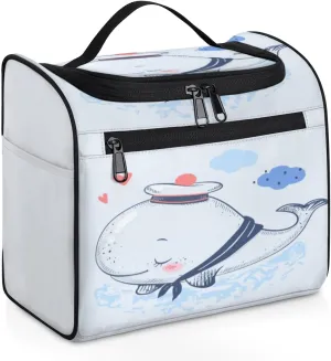 Hanging Toiletry Bags for Traveling Women Cute Whale Sailor Cartoon Travel Toiletry Bag for Men Large Dopp Kit Travel Cosmetic Makeup Organizer Shower Bathroom Bag